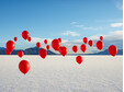 Group of Red Balloons on Salt Flats