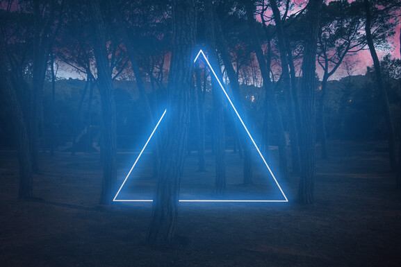 Blue neon triangle