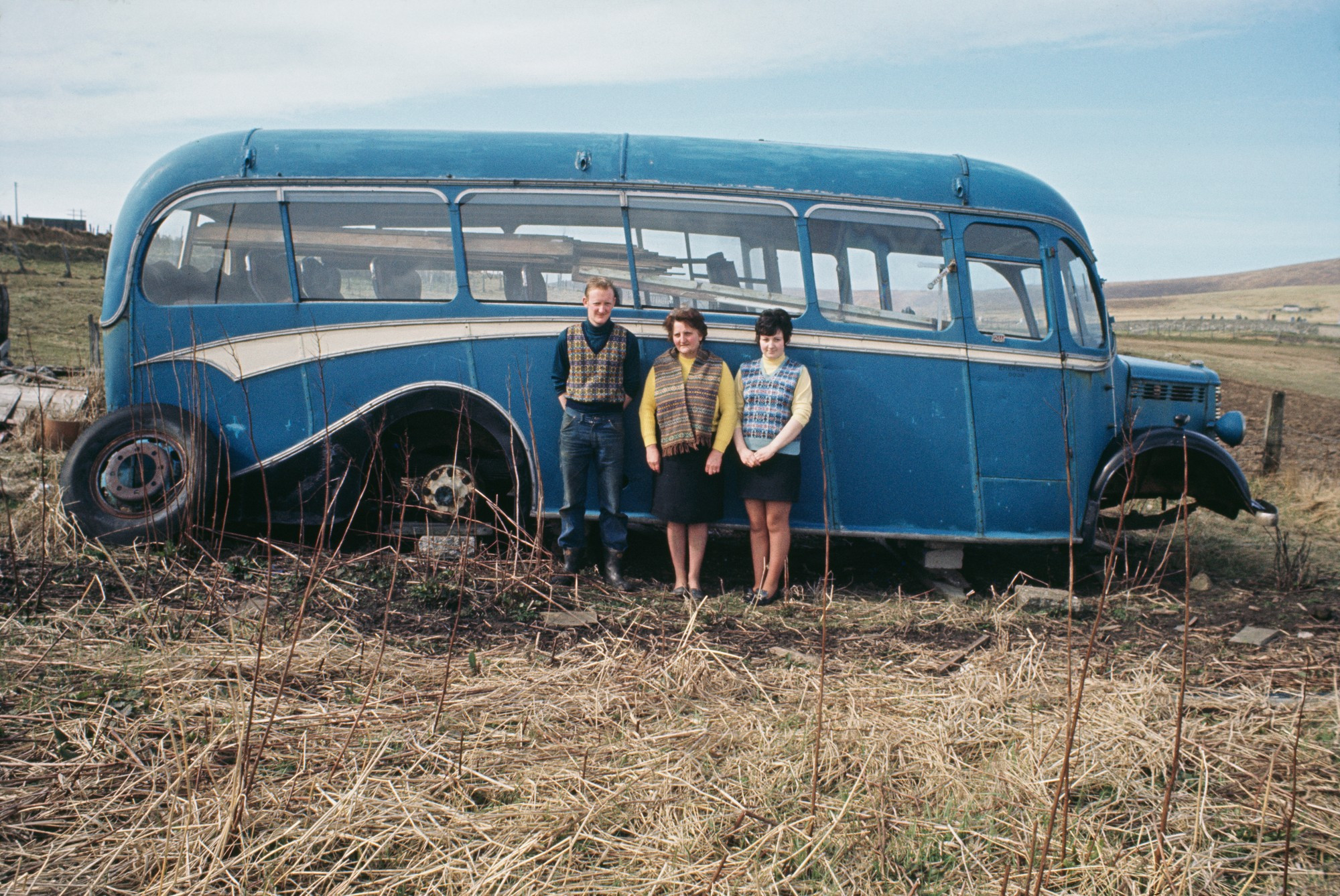 Shetlanders And Old Bus
