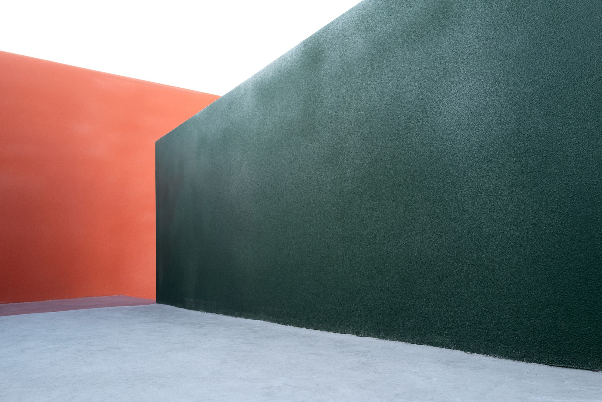 Corner of colored concrete wall