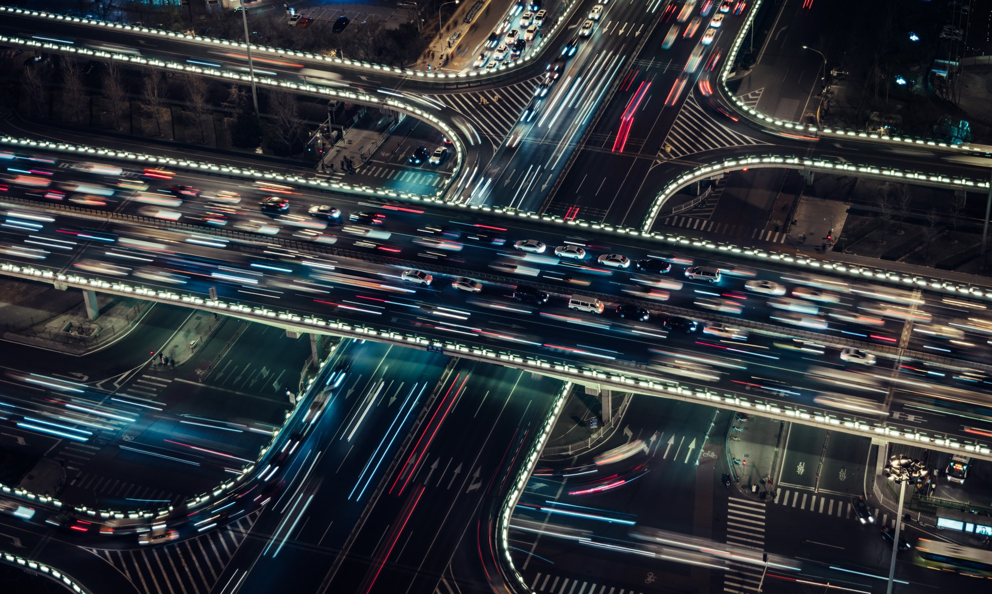 Drone View of City Traffic at Rush Hour