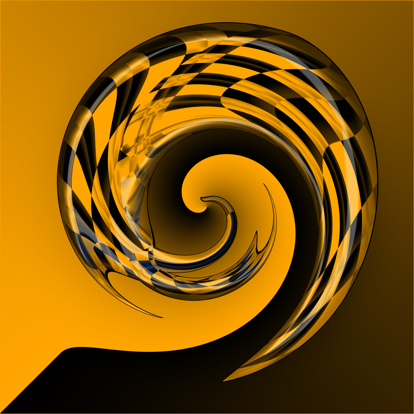 Curved Chequered Metallic Shape Creative Design