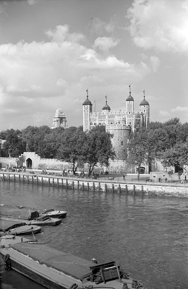 The Tower of London from Tower Bridge, London, c1945-c1965. Artist: SW Rawlings