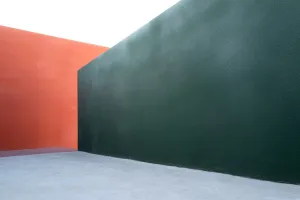 Corner of colored concrete wall
