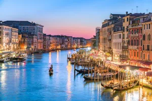 Gondolier Heads into the Sunset